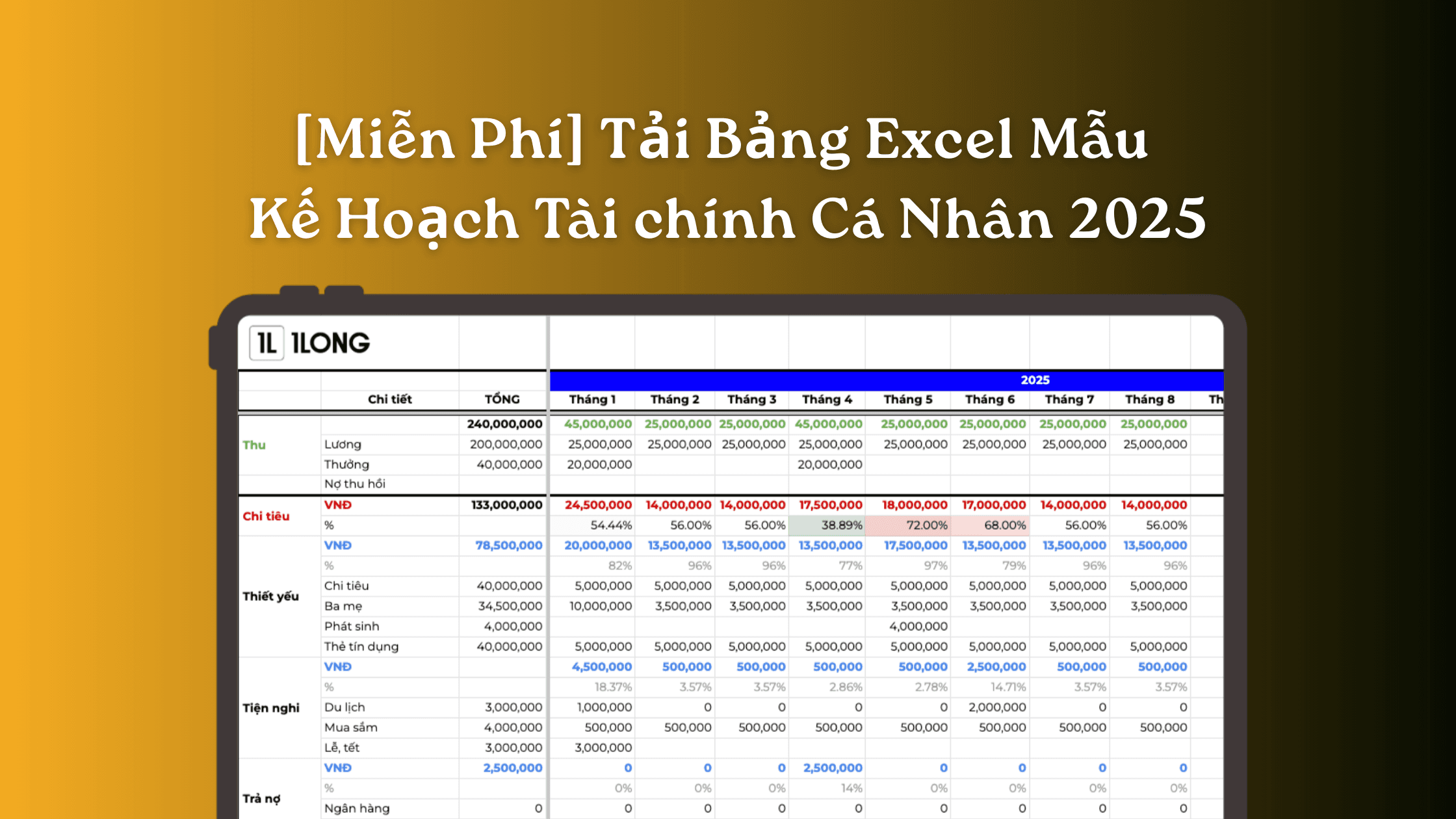 [Miễn Phí] Tải Bảng Excel Mẫu Kế Hoạch Tài chính Cá Nhân 2025